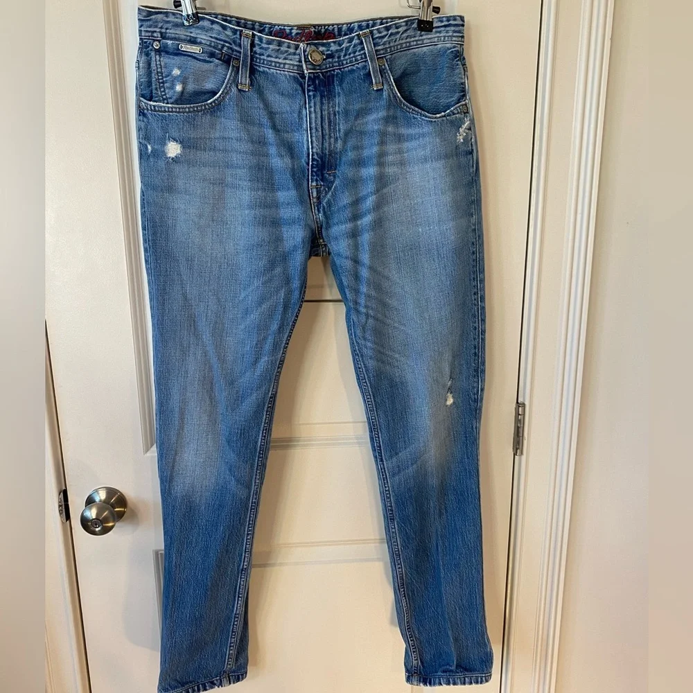 Redloop by Levi's Men's 5 Pocket Blue Jeans 36x34 Denim 100% Cotton Distressed